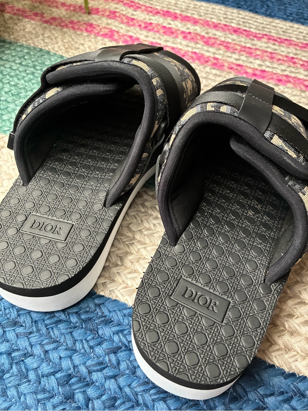 Dior Alpha Oblique Jacquard Sandals Black Beige Women’s EU 42 Italy 🇮🇹 - Picture 9 of 10